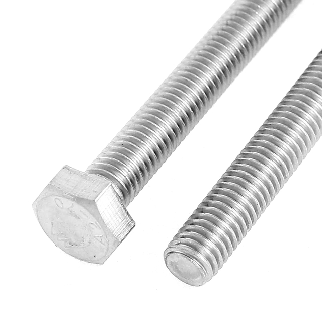 Boulons à tête hexagonale à filetage complet en acier inoxydable 304, qualité Marine A4, filetage fin, DIN933