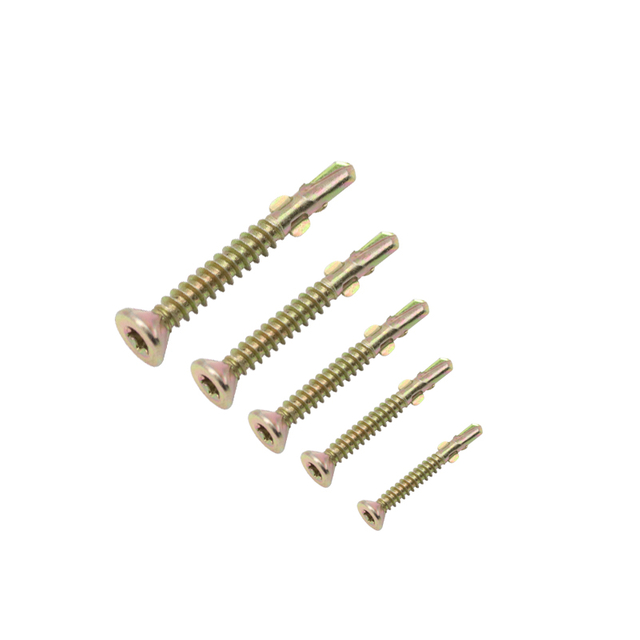 Vis autoperceuse à tête fraisée plate à entraînement Torx zingué jaune avec ailes