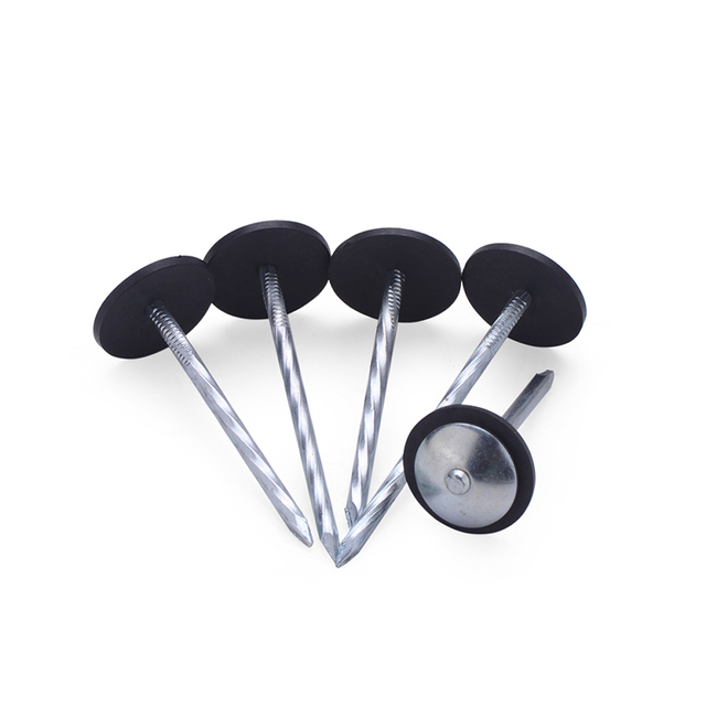 Clou de toiture à tête de parapluie électro-galvanisé à tige lisse avec rondelle 25 kg/carton