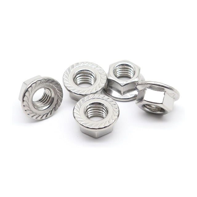 Écrous à bride hexagonale dentelés en acier inoxydable Écrous à bride hexagonale