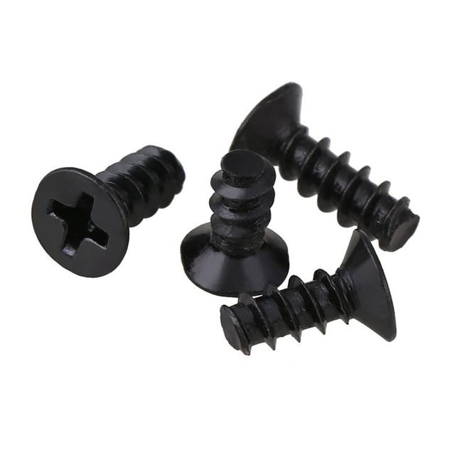 Vis autotaraudeuses Phillips à tête plate fraisée noire, extrémité arrière plate