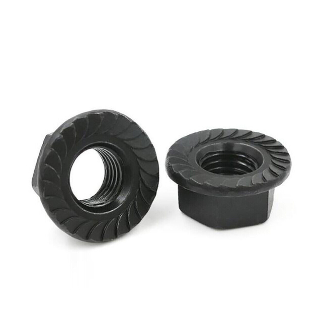 Écrous à bride dentelés hexagonaux zingués noirs Écrou à bride DIN6923