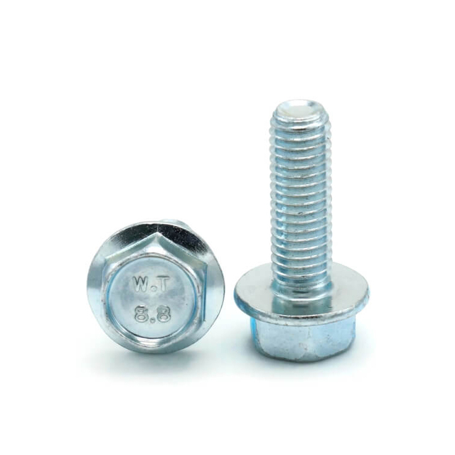 Original Boulon à bride hexagonale en acier au carbone zingué Standard métrique DIN6921 de haute qualité