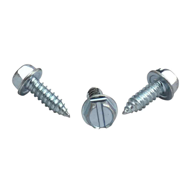 Vis à tôle autotaraudeuses à tête de rondelle hexagonale à entraînement fendu en acier zingué